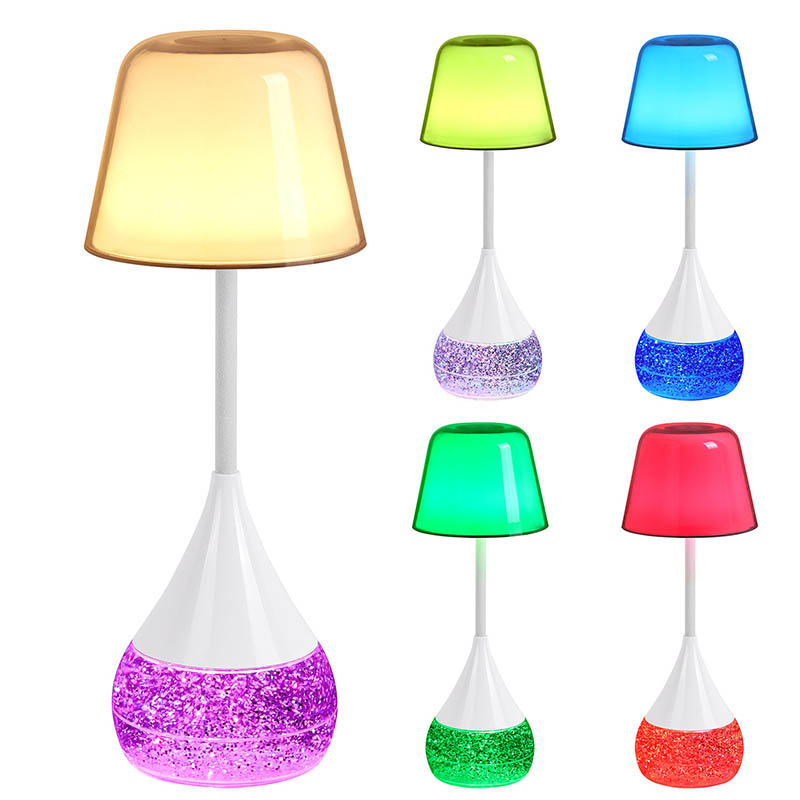 RGB 반짝이베이스가있는 우아함 및 혁신 LED 데스크 램프