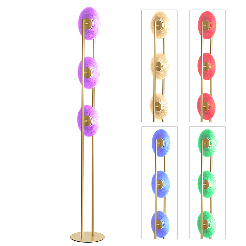 3개의 디스크가 있는 LED RGB 플로어 램프