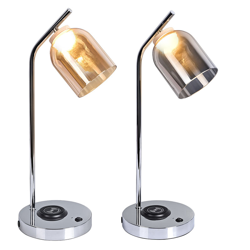 QI LED 책상 램프(유리 전등갓 포함)