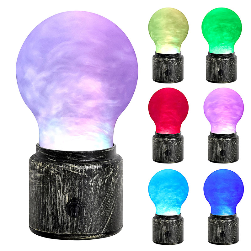 큰 전구가있는 ​​RGB 반짝이는 액체 야간 램프