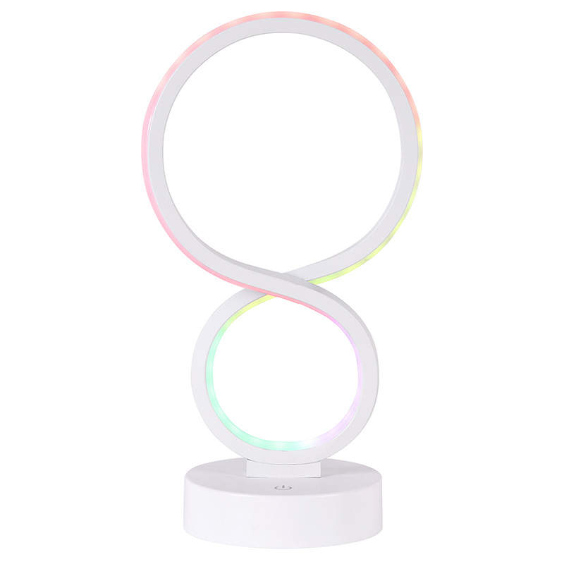 8가지 전등갓을 갖춘 RGB 조명 LED 책상 램프