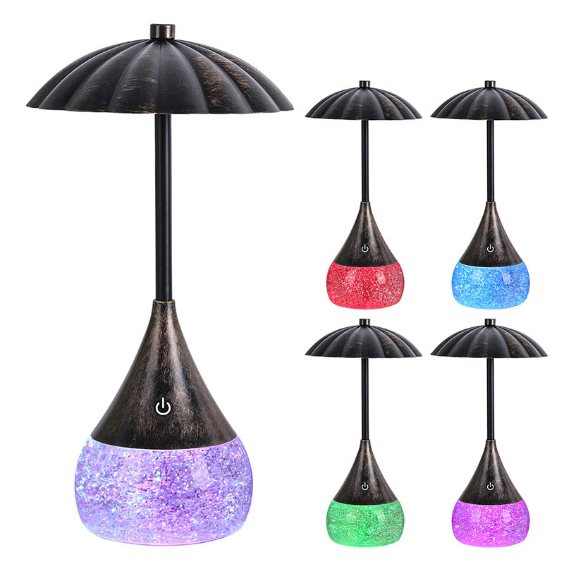 RGB 반짝이 병이있는 따뜻한 조명 LED 데스크 램프